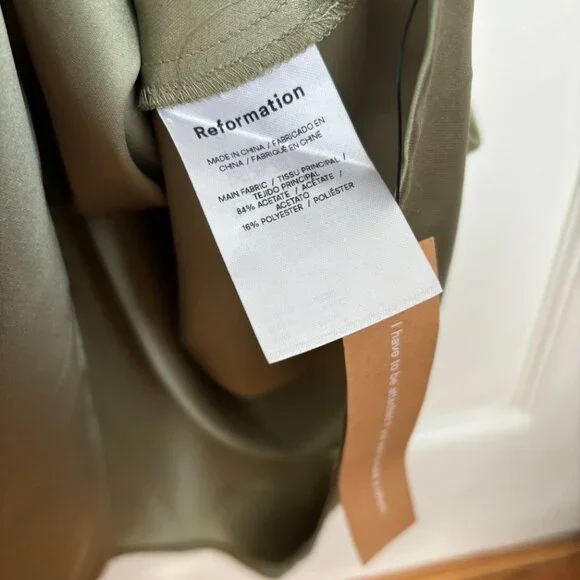 Reformation Dessa Dress NWT Midi Long Artichoke Green Maxi Cowl Neck Cocktail 4 - Picture 8 of 8